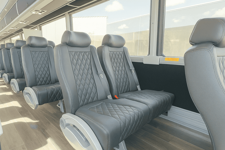 interior of Topeka Shuttle Bus Rentals charter bus